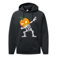 Halloween Dabbing Skeleton Scary Pumpkin Jack O Lantern Performance Fleece Hoodie