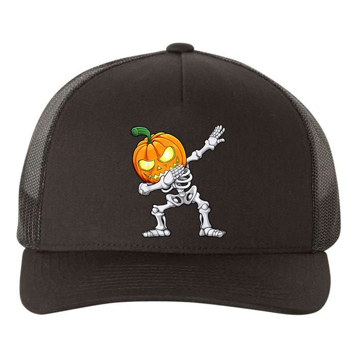 Halloween Dabbing Skeleton Scary Pumpkin Jack O Lantern Yupoong Adult 5-Panel Trucker Hat