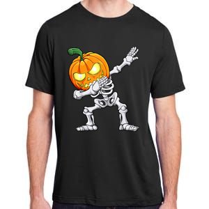 Halloween Dabbing Skeleton Scary Pumpkin Jack O Lantern Adult ChromaSoft Performance T-Shirt