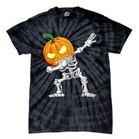 Halloween Dabbing Skeleton Scary Pumpkin Jack O Lantern Tie-Dye T-Shirt