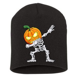 Halloween Dabbing Skeleton Scary Pumpkin Jack O Lantern Short Acrylic Beanie