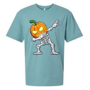 Halloween Dabbing Skeleton Scary Pumpkin Jack O Lantern Sueded Cloud Jersey T-Shirt