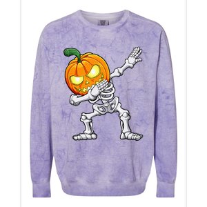 Halloween Dabbing Skeleton Scary Pumpkin Jack O Lantern Colorblast Crewneck Sweatshirt