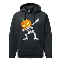 Halloween Dabbing Skeleton Scary Pumpkin Jack O Lantern Performance Fleece Hoodie