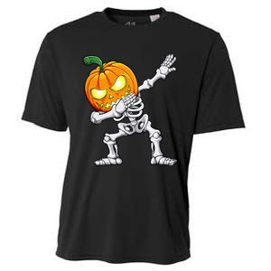 Halloween Dabbing Skeleton Scary Pumpkin Jack O Lantern Cooling Performance Crew T-Shirt