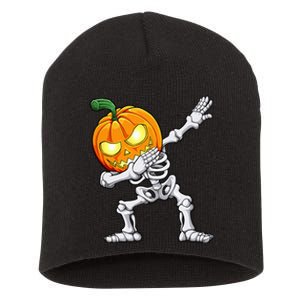 Halloween Dabbing Skeleton Scary Pumpkin Jack O Lantern Short Acrylic Beanie