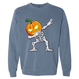 Halloween Dabbing Skeleton Scary Pumpkin Jack O Lantern Garment-Dyed Sweatshirt