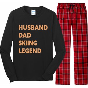 Husband Dad Skiing Legend Funny Skier Gift Long Sleeve Pajama Set