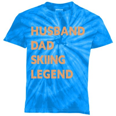 Husband Dad Skiing Legend Funny Skier Gift Kids Tie-Dye T-Shirt