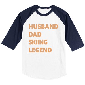 Husband Dad Skiing Legend Funny Skier Gift Baseball Sleeve Shirt