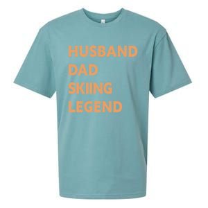 Husband Dad Skiing Legend Funny Skier Gift Sueded Cloud Jersey T-Shirt