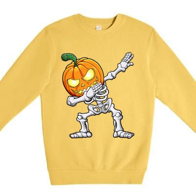 Halloween Dabbing Skeleton Scary Pumpkin Jack O Lantern Cool Gift Premium Crewneck Sweatshirt