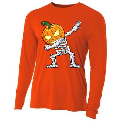 Halloween Dabbing Skeleton Scary Pumpkin Jack O Lantern Cool Gift Cooling Performance Long Sleeve Crew