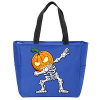 Halloween Dabbing Skeleton Scary Pumpkin Jack O Lantern Cool Gift Zip Tote Bag