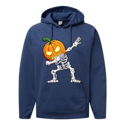 Halloween Dabbing Skeleton Scary Pumpkin Jack O Lantern Cool Gift Performance Fleece Hoodie