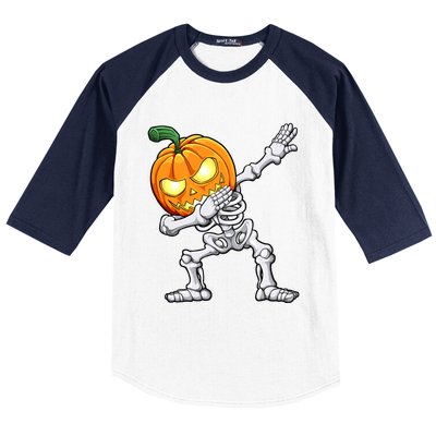 Halloween Dabbing Skeleton Scary Pumpkin Jack O Lantern Cool Gift Baseball Sleeve Shirt