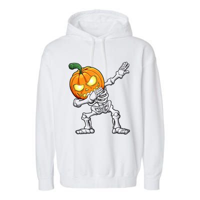 Halloween Dabbing Skeleton Scary Pumpkin Jack O Lantern Cool Gift Garment-Dyed Fleece Hoodie