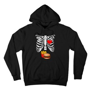 Halloween Dad Skeleton Pregnancy Hamburger Fries Xray Funny Hoodie