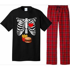 Halloween Dad Skeleton Pregnancy Hamburger Fries Xray Funny Pajama Set