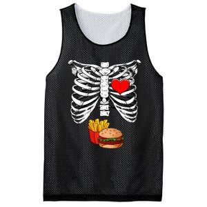 Halloween Dad Skeleton Pregnancy Hamburger Fries Xray Funny Mesh Reversible Basketball Jersey Tank