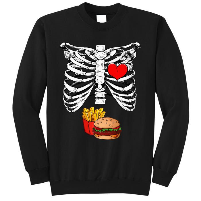 Halloween Dad Skeleton Pregnancy Hamburger Fries Xray Funny Tall Sweatshirt