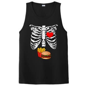 Halloween Dad Skeleton Pregnancy Hamburger Fries Xray Funny PosiCharge Competitor Tank