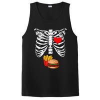 Halloween Dad Skeleton Pregnancy Hamburger Fries Xray Funny PosiCharge Competitor Tank