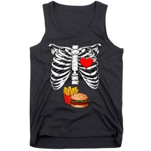 Halloween Dad Skeleton Pregnancy Hamburger Fries Xray Funny Tank Top