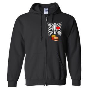 Halloween Dad Skeleton Pregnancy Hamburger Fries Xray Funny Full Zip Hoodie