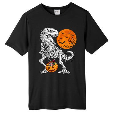 Halloween Dinosaur Skeleton T Rex Scary Pumpkin Moon Tall Fusion ChromaSoft Performance T-Shirt