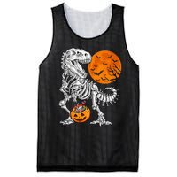 Halloween Dinosaur Skeleton T Rex Scary Pumpkin Moon Mesh Reversible Basketball Jersey Tank