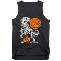 Halloween Dinosaur Skeleton T Rex Scary Pumpkin Moon Tank Top