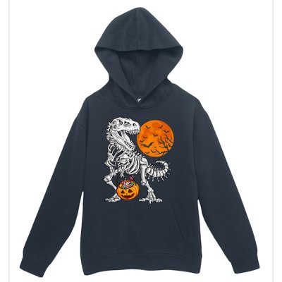 Halloween Dinosaur Skeleton T Rex Scary Pumpkin Moon Urban Pullover Hoodie