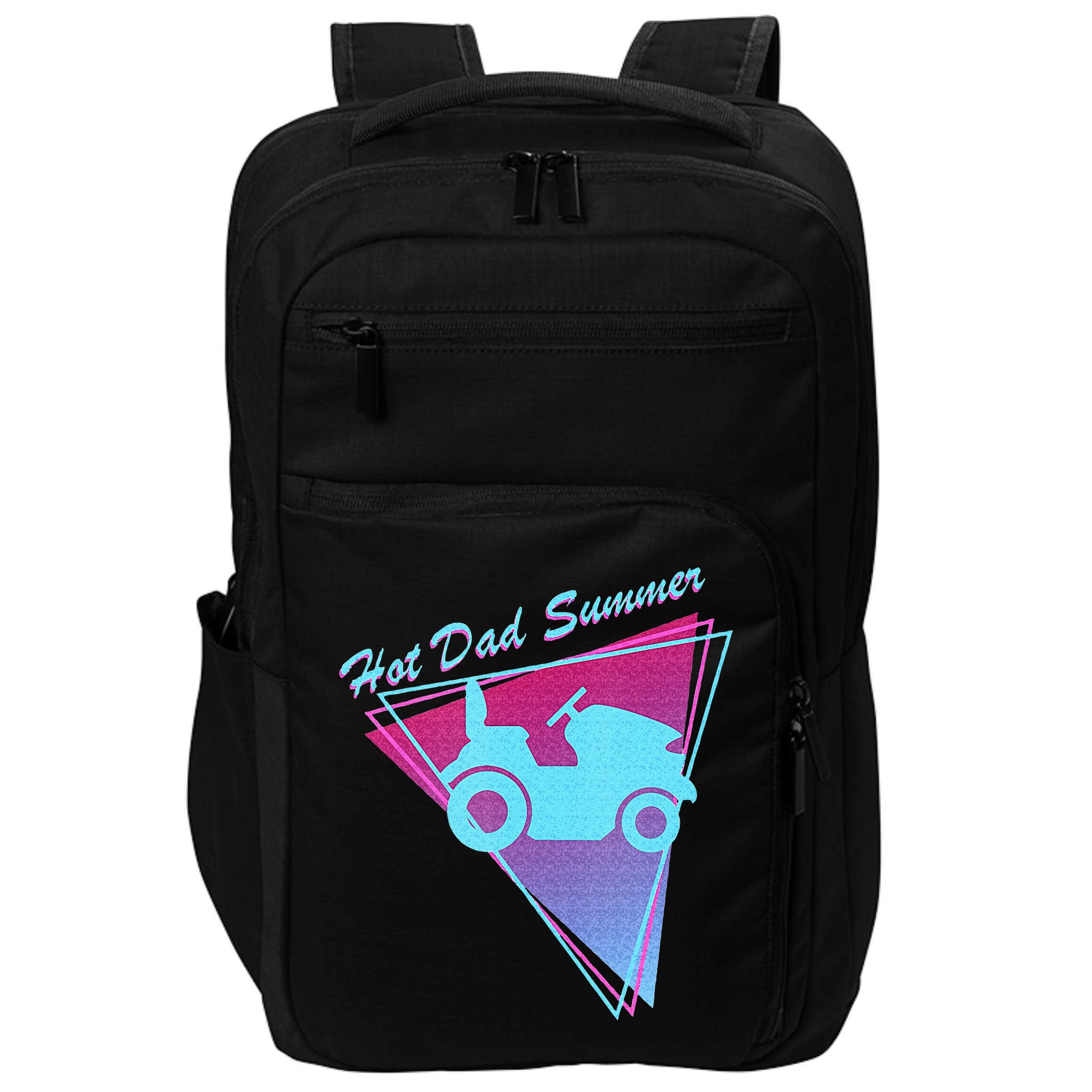 Hot Dad Summer Funny 80s Retro Riding Lawn Mower Impact Tech Backpack