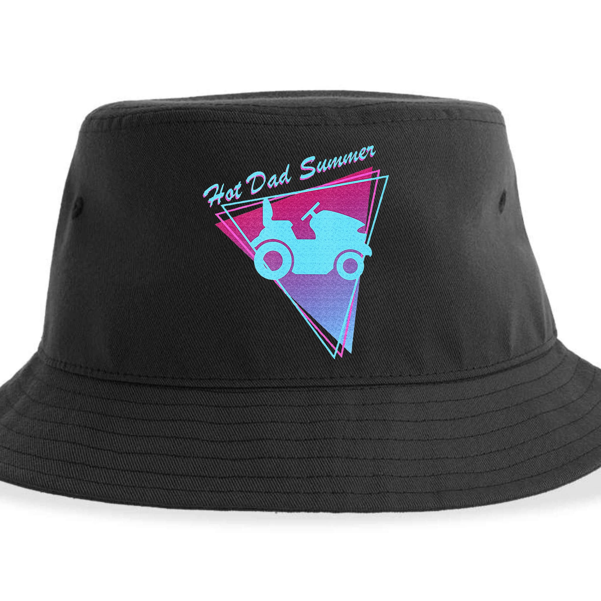 Hot Dad Summer Funny 80s Retro Riding Lawn Mower Sustainable Bucket Hat