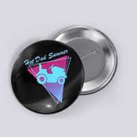 Hot Dad Summer Funny 80s Retro Riding Lawn Mower Button