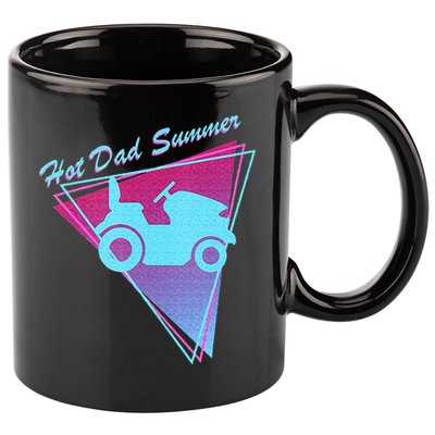 Hot Dad Summer Funny 80s Retro Riding Lawn Mower 11oz C Handle Ceramic Mug