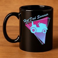 Hot Dad Summer Funny 80s Retro Riding Lawn Mower 11oz C Handle Ceramic Mug