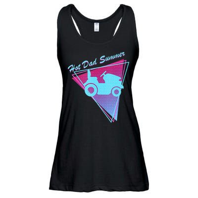 Hot Dad Summer Funny 80s Retro Riding Lawn Mower Ladies Essential Flowy Tank