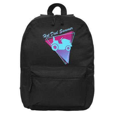 Hot Dad Summer Funny 80s Retro Riding Lawn Mower 16 in Basic Backpack