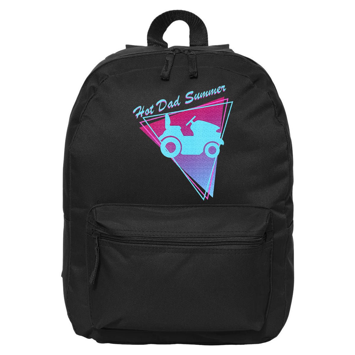 Hot Dad Summer Funny 80s Retro Riding Lawn Mower 16 in Basic Backpack
