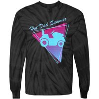 Hot Dad Summer Funny 80s Retro Riding Lawn Mower Tie-Dye Long Sleeve Shirt