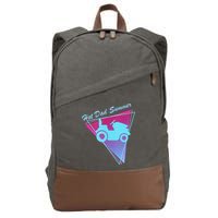 Hot Dad Summer Funny 80s Retro Riding Lawn Mower Cotton Canvas Backpack