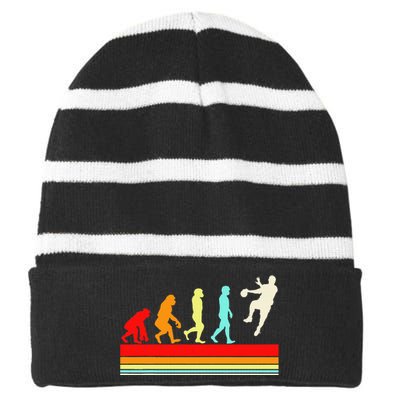 Handball Design Sports Athletes Striped Beanie with Solid Band