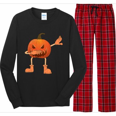 Halloween Dabbing Scary Pumpkin Jack O Lantern Dab Dance Gift Long Sleeve Pajama Set