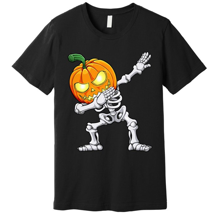 Halloween Dabbing Skeleton Scary Pumpkin Jack O Lantern Premium T-Shirt