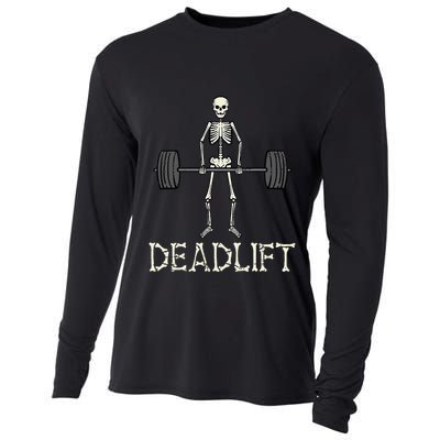 Halloween Deadlift Skeleton Gym Workout Costume Women Cooling Performance Long Sleeve Crew