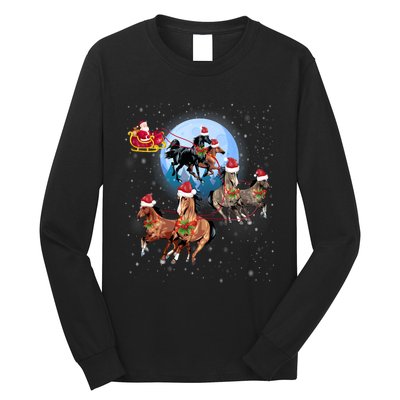 Horse Drawn Sleigh Riding Santa Claus Xmas Horses Funny Long Sleeve Long Sleeve Shirt