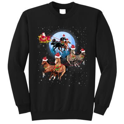 Horse Drawn Sleigh Riding Santa Claus Xmas Horses Funny Long Sleeve Sweatshirt