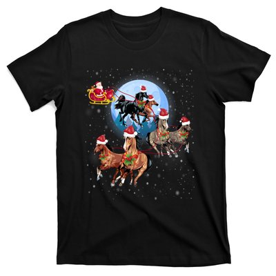 Horse Drawn Sleigh Riding Santa Claus Xmas Horses Funny Long Sleeve T-Shirt